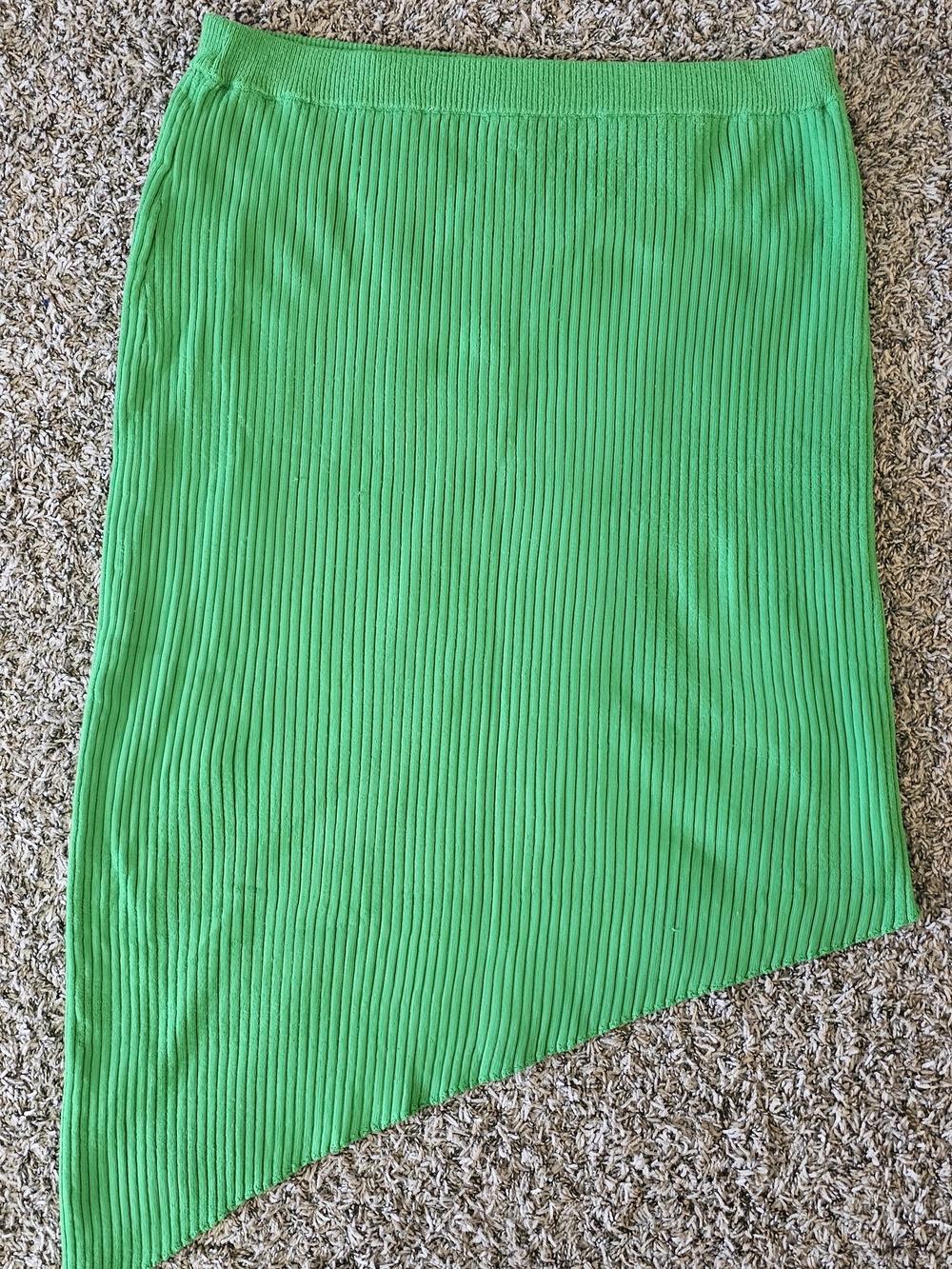Eloquii Bright Green Asymmetrical Ribbed Skirt